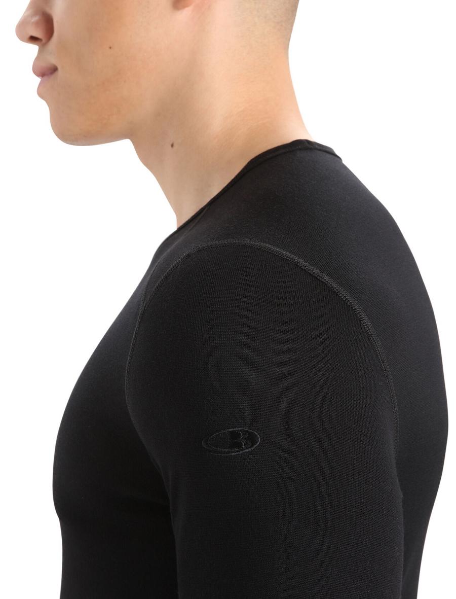 Black Men's Icebreaker Merino 260 Tech Long Sleeve Crewe Thermal Top Base Layers | USA 1398CTVE